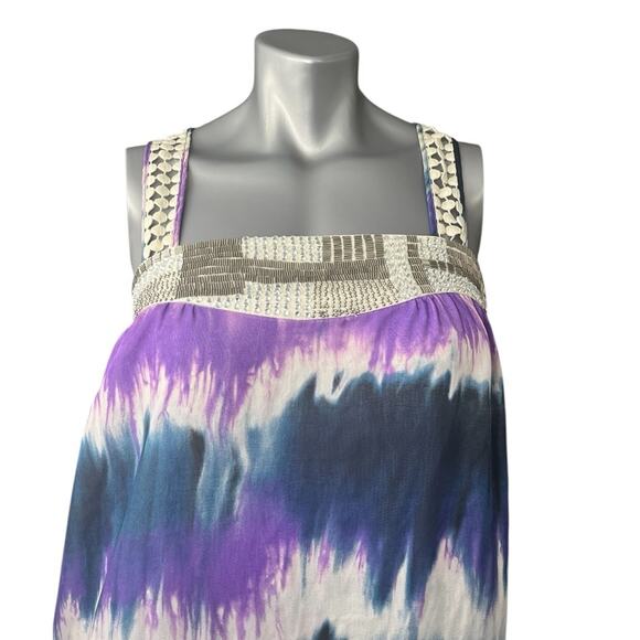 Calypso St. Barth Silk Jeweled Tie Dye Mini Dress 8 Embellished Vacation Resort - Picture 3 of 12